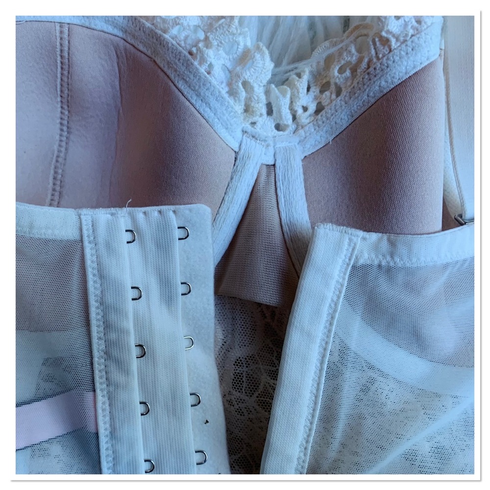 Victoria’s Secret Dream Angels Longline Corset Bra Floral Lace Ivory Size 34C - Picture 8 of 11